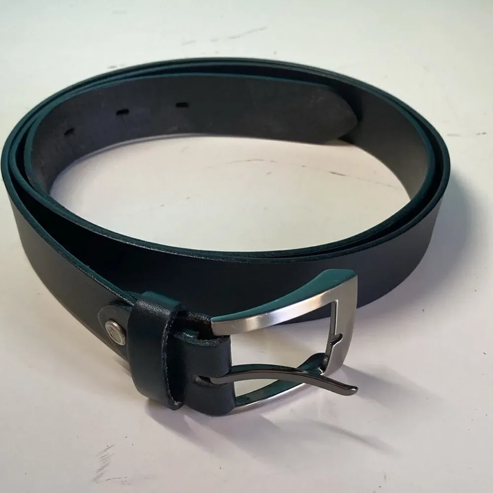 McJim Men’s Black Leather Belt Classic Leather Fits Waists 50 to 54” Around